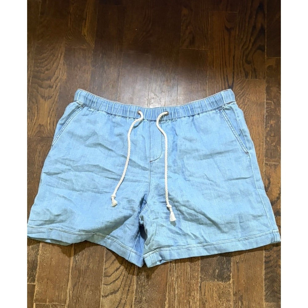 J Jill Denim Women's Large Blue Drawstring Elastic Waist Pockets Mid Rise